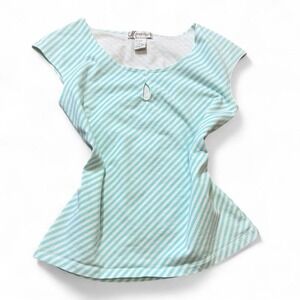 Vintage Y2K Dressbarn Sleeveless Diagonal Stripe Top, Women's Size S